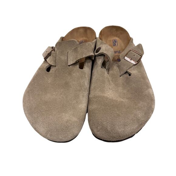 Birkenstock Boston Soft Footbed Clogs in Taupe Suede - Picture 4 of 6